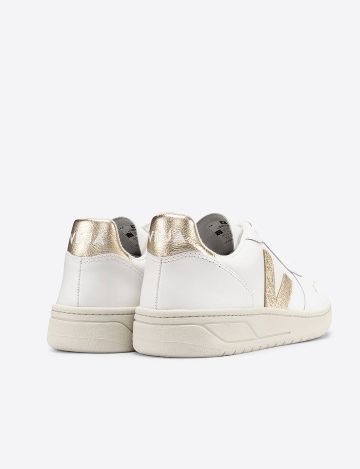 Veja | V-10 Leather Trainers - White Platine | The Sports Edit