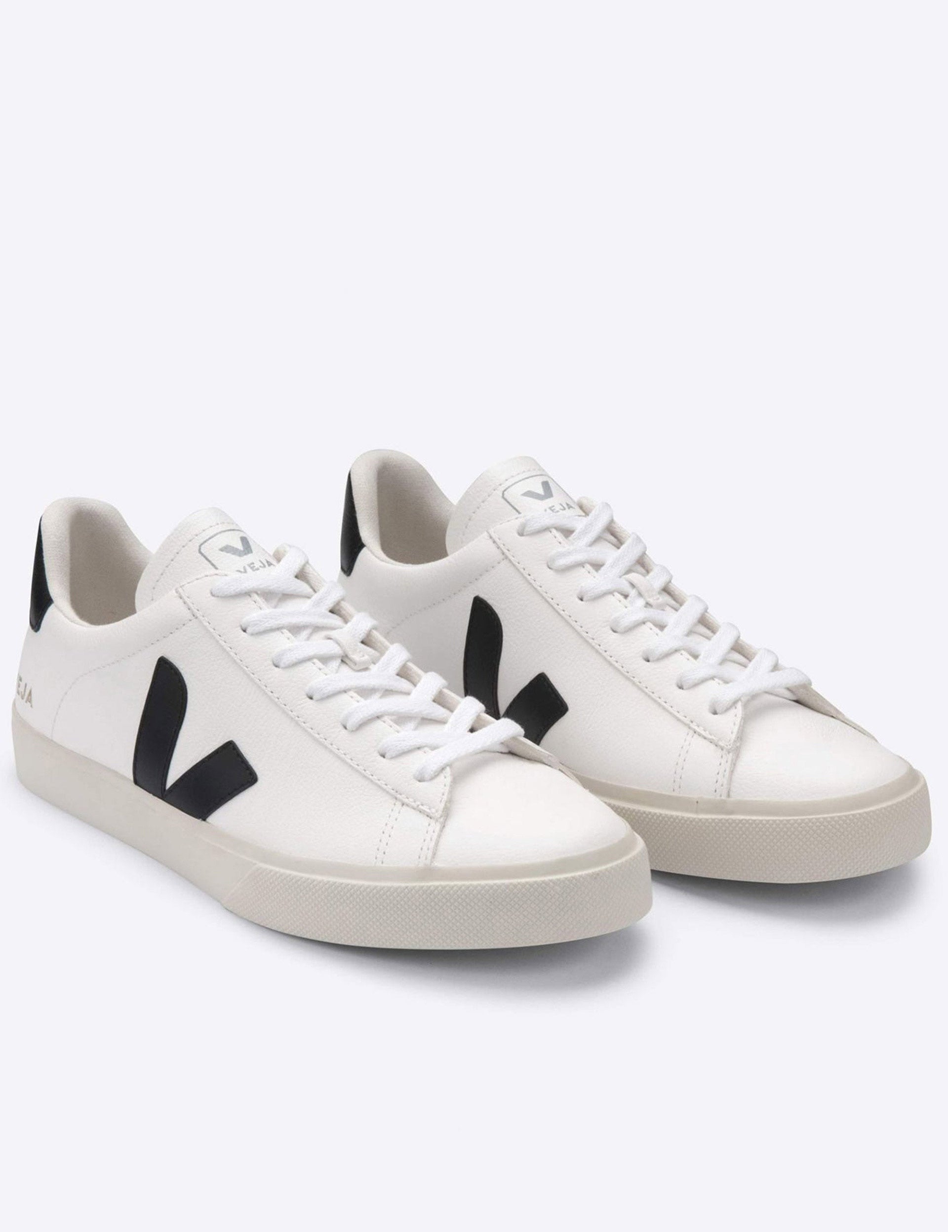 Veja | Campo Leather Trainers White Black | The Sports Edit