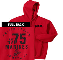 "Pick Your Design" TFT Front & Back Hoodie TFT Sweatshirt/hoodie Marine Corps Direct MARINES EST. 1775 RED S