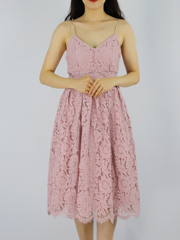 Burgundy Lace Overlay Cami Dress