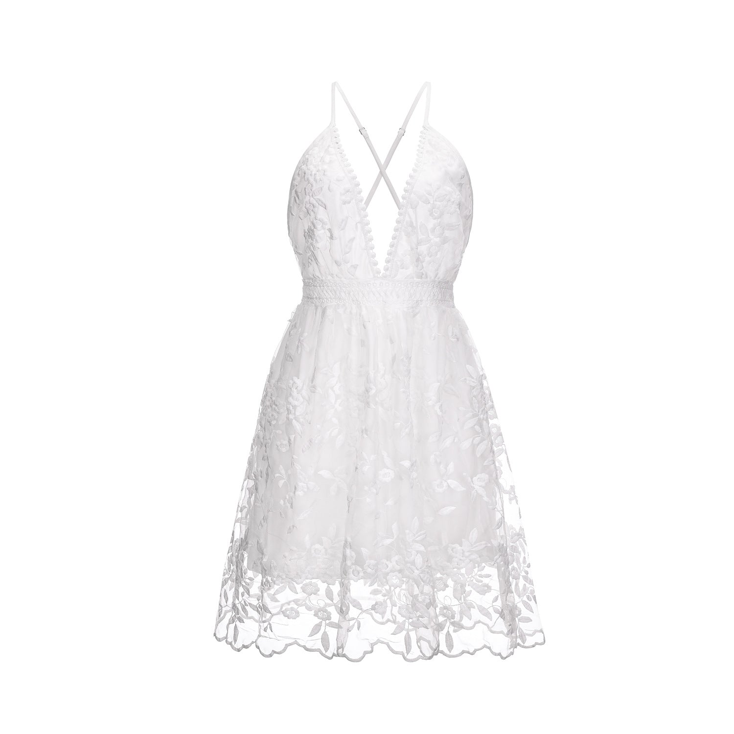 2023 V-neck Open Back Lace Beach Summer Dress