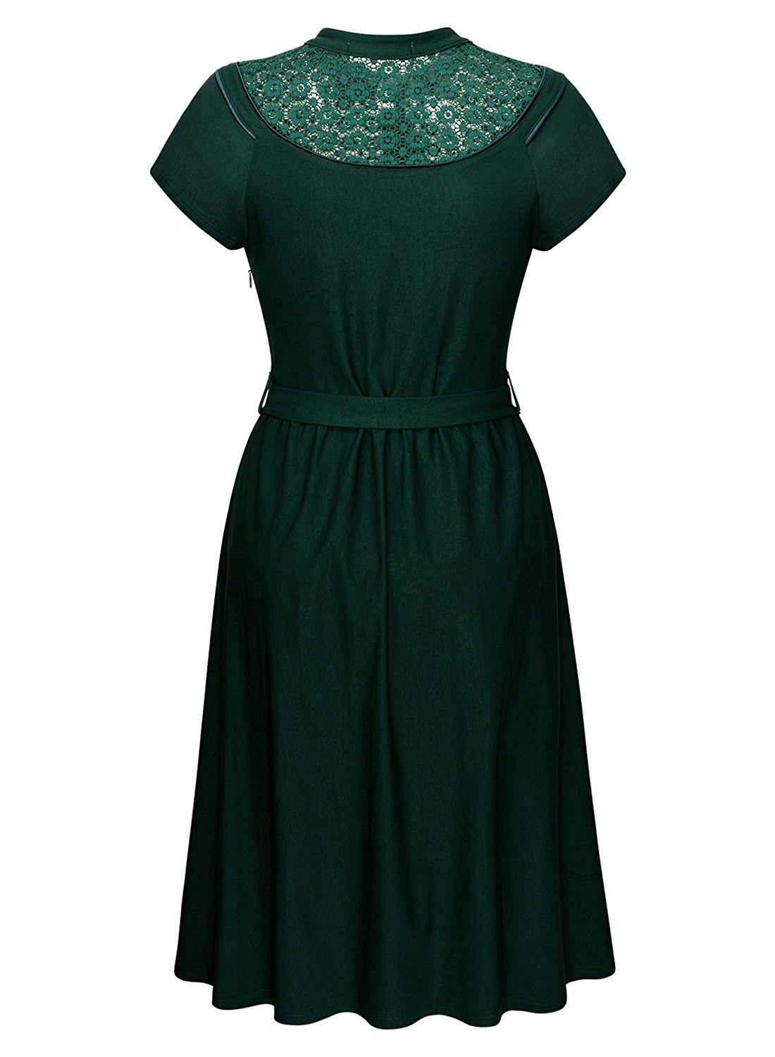 Women’s Vintage 1940S Elegant Lace Short Sleeve A-Line Swing Dress
