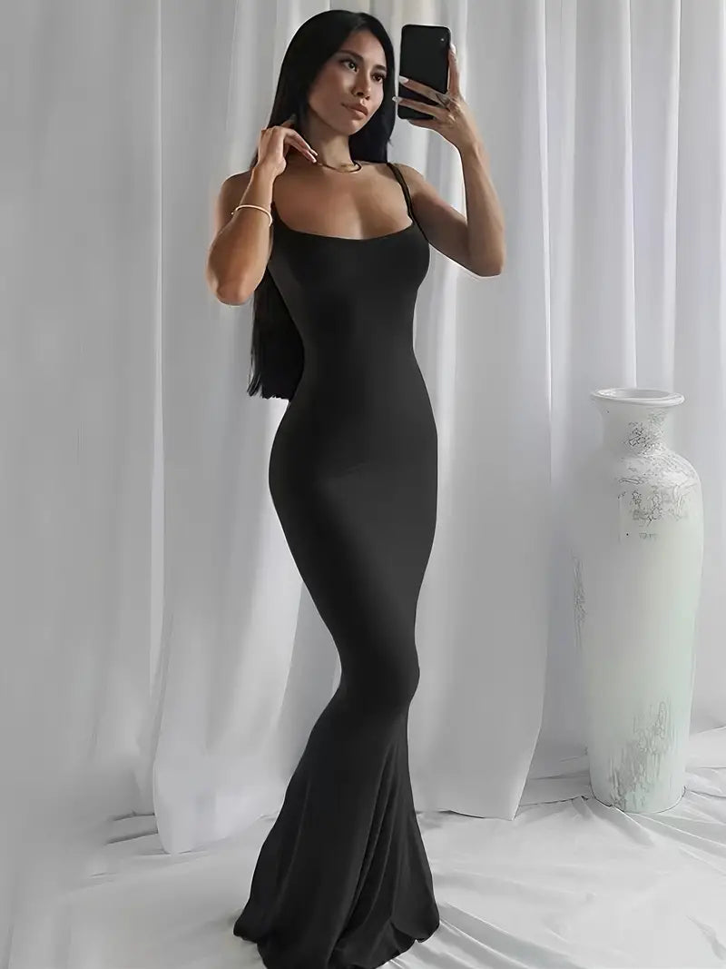 Summer Bodycon Maxi Open Back Cami Dress