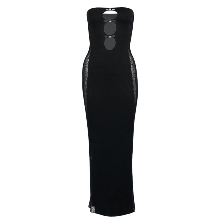 NEENA STRAPLESS CUT OUT BODYCON MAXI DRESS - Black