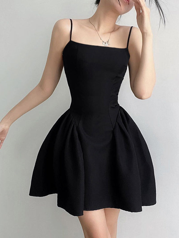 Black Ruffle Mini Cami Dress