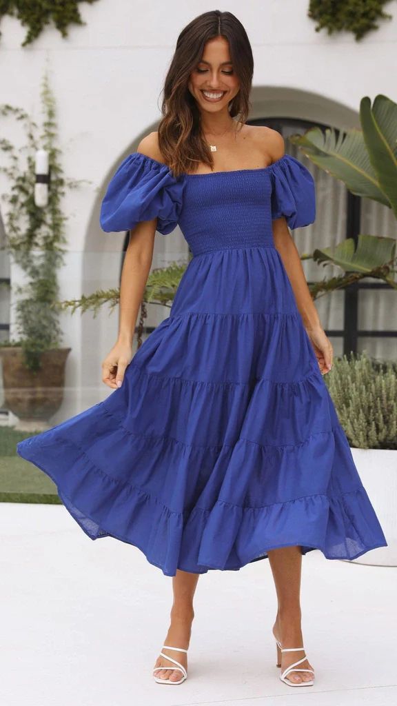 Square Neck Boho Summer Ruffle Dress