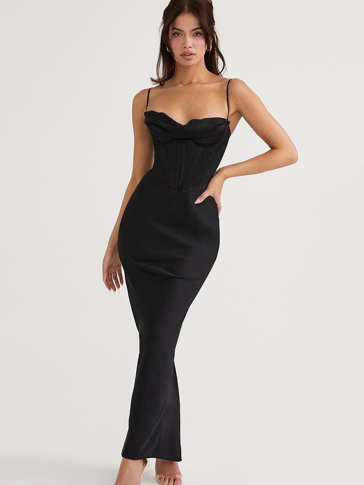 KHARTOUM SATIN CORSET MIDI DRESS