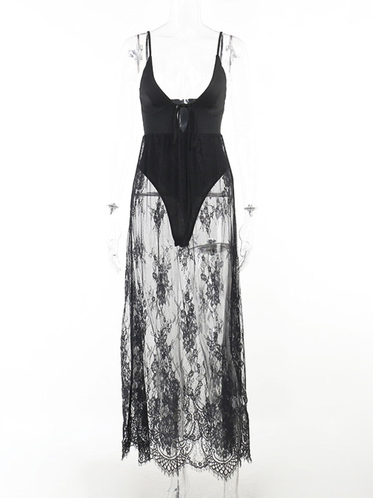 Mauritius Lace See Through Maxi Dress