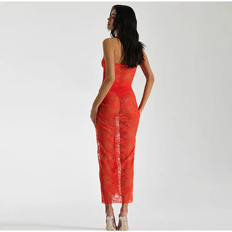 Paisley Strapless Backless Sexy Dress