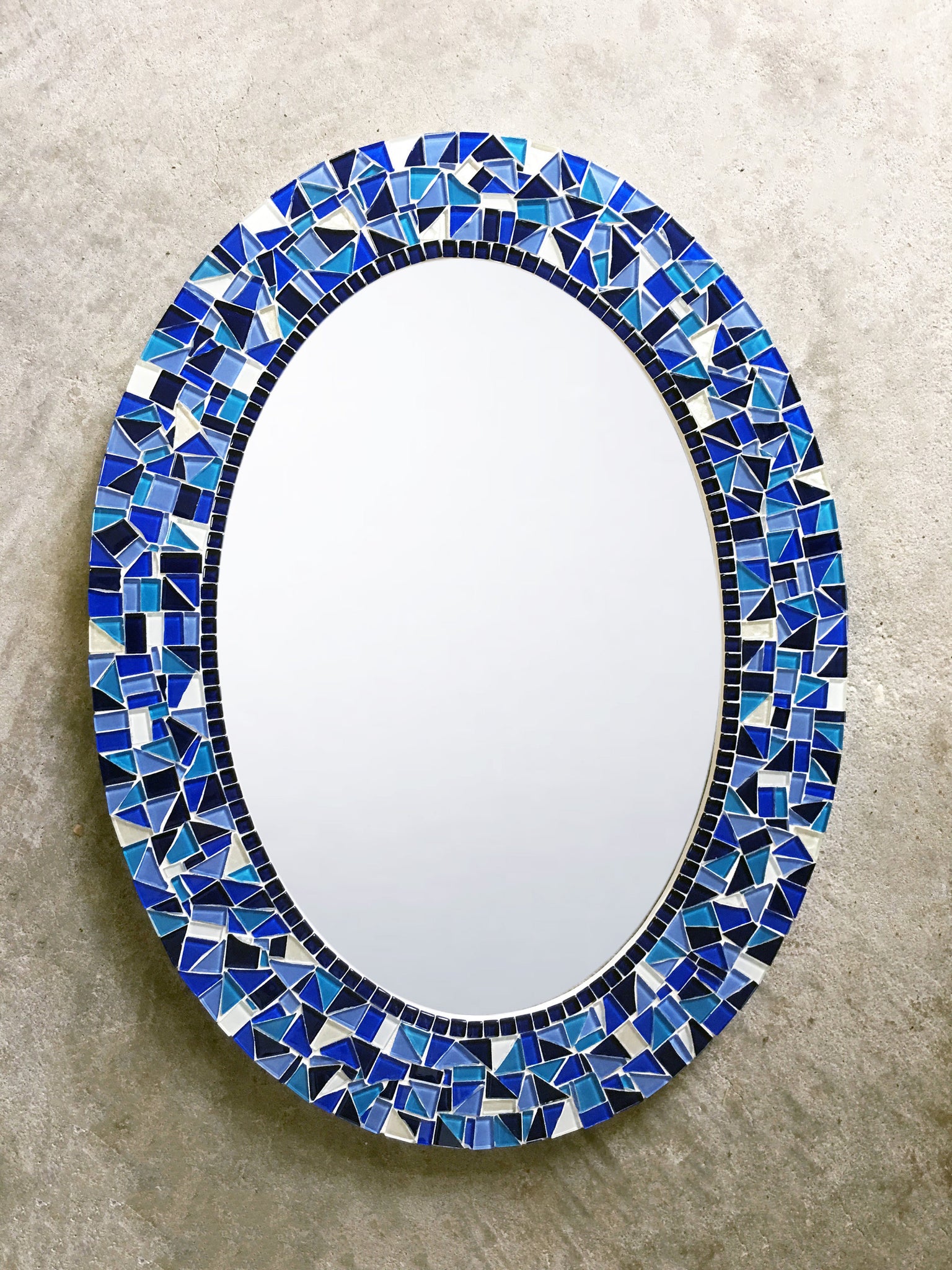 Blue and White Mosaic Mirror – Green Street Mosaics