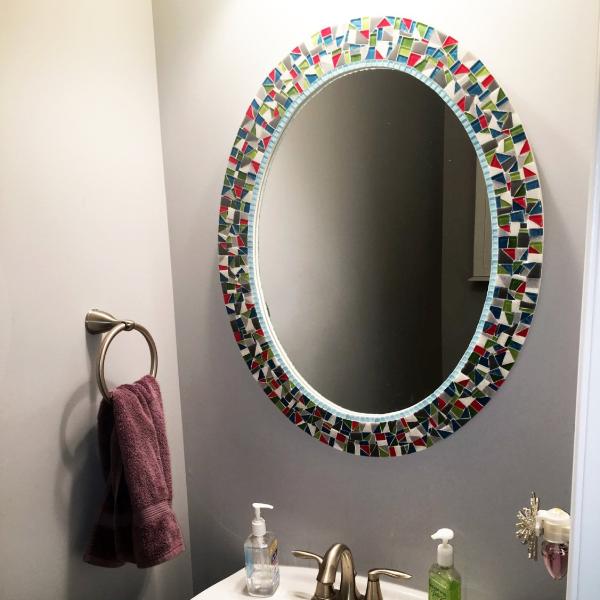 Mosaic Mirror for Bathroom - Green Street Mosaics