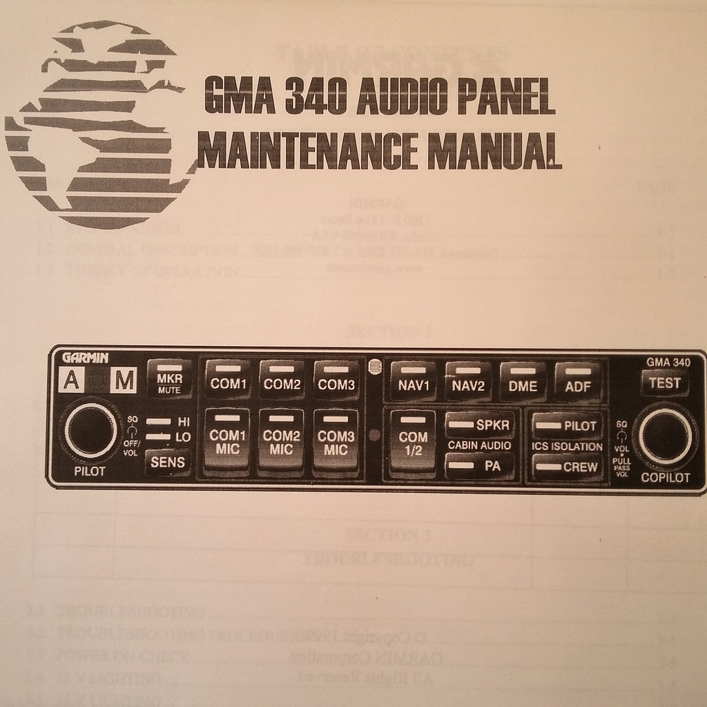 Garmin GMA 340 Audio Panel Maintenance Manual. – Plane Stuff