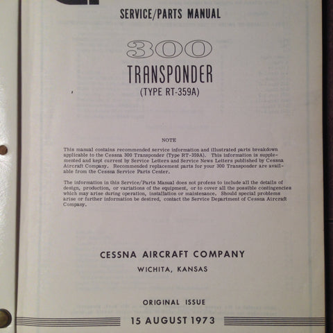 Cessna Arc Rt 359a Transponder Service Manual G S Plane Stuff