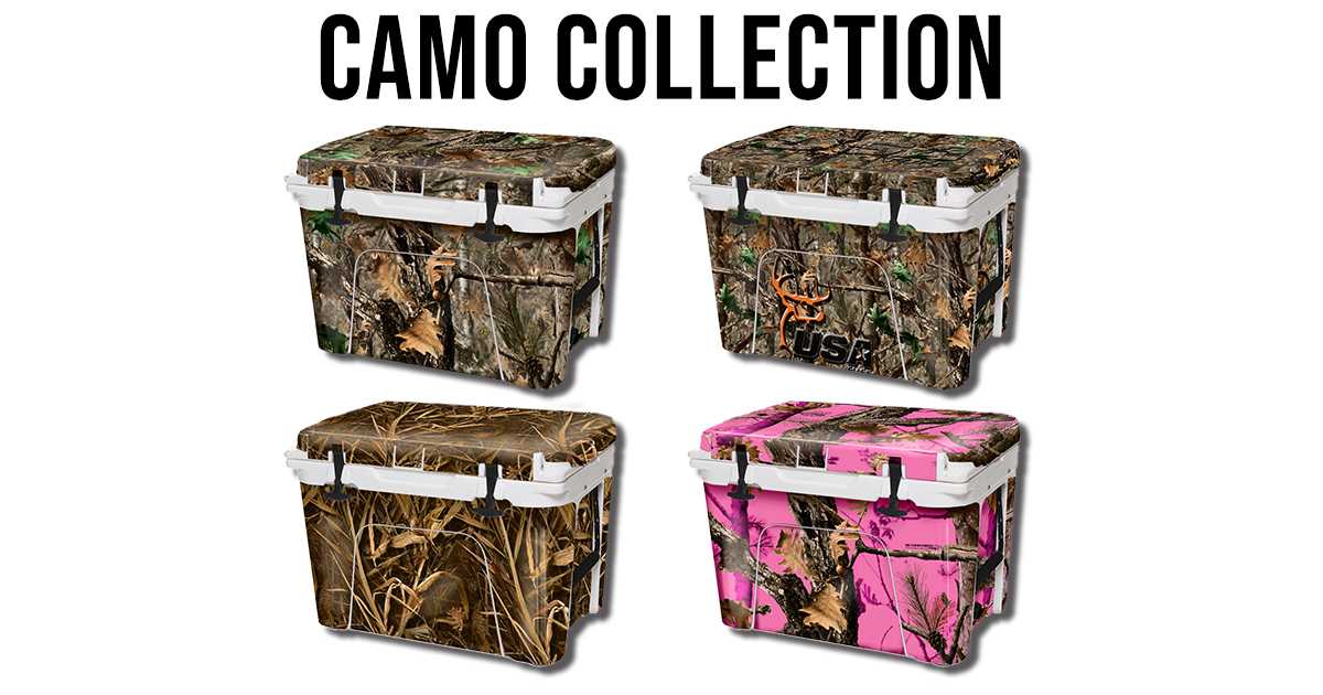 USATuff Vinyl Cooler Wrap Decal Sticker fits YETI RTIC ORCA OZARK TRAIL - Camo Design Collection