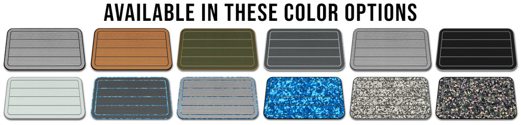 Image of different color options for our YETI SeaDek Teak Line Cooler Pad Designs
