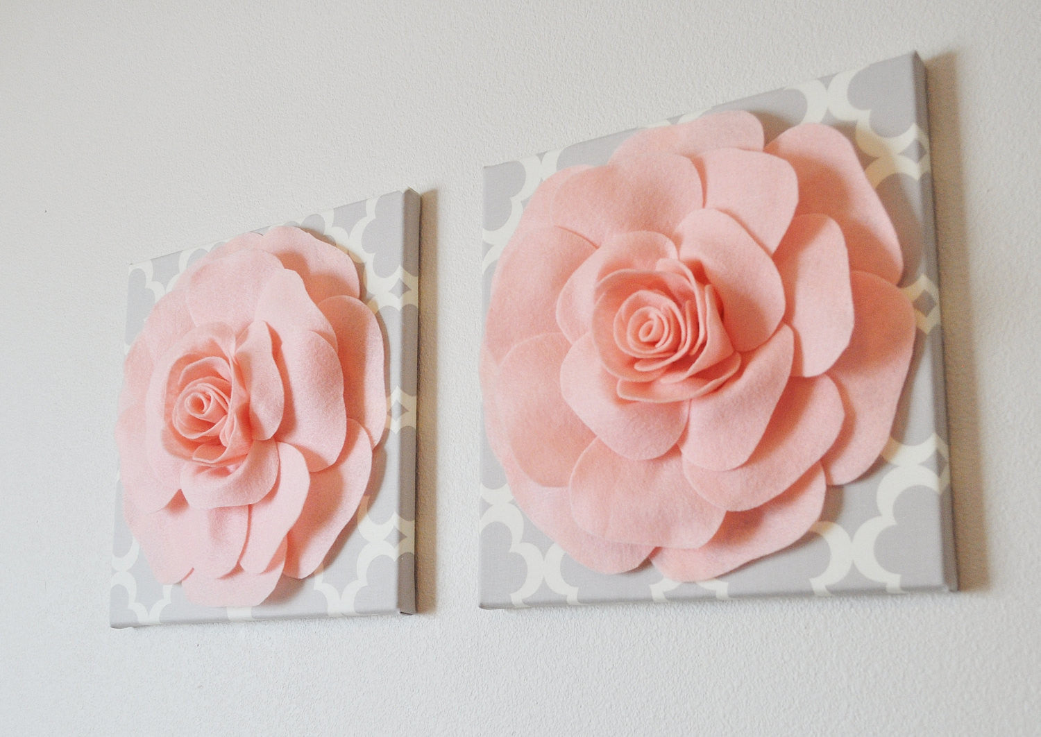 Two Wall Flowers Light Pink Roses On Neutral Gray Tarika Print 12 X12 Daisy Manor