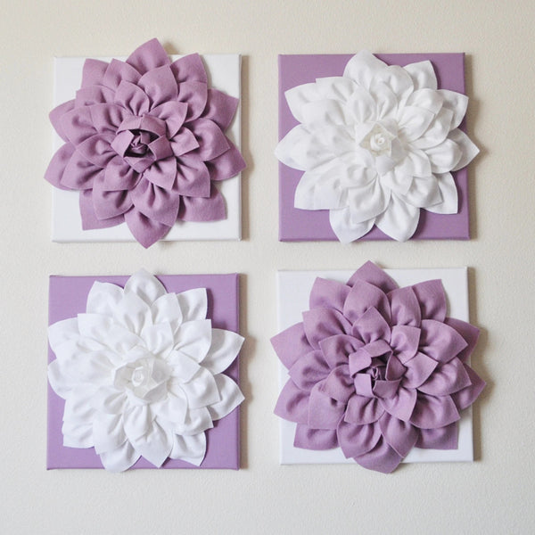 Lilac and White Dahlia Flower Textured Wall Art Nursery ...