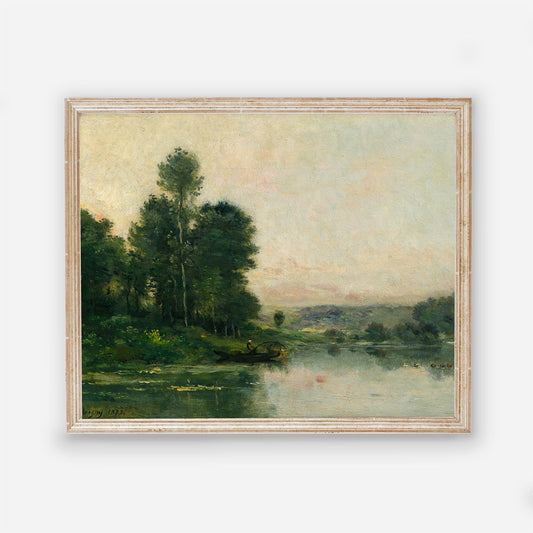 At the Lakes Edge - Vintage Landscape Painting Reproduction - Old Poster Print - Greenery Landscape - Printed and Shipped to You