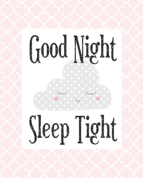 Good Night Sleep Tight Print - Pink and Grey Nursery