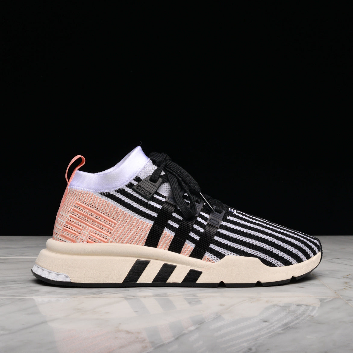 adidas originals eqt support mid adv trainers in black and pink