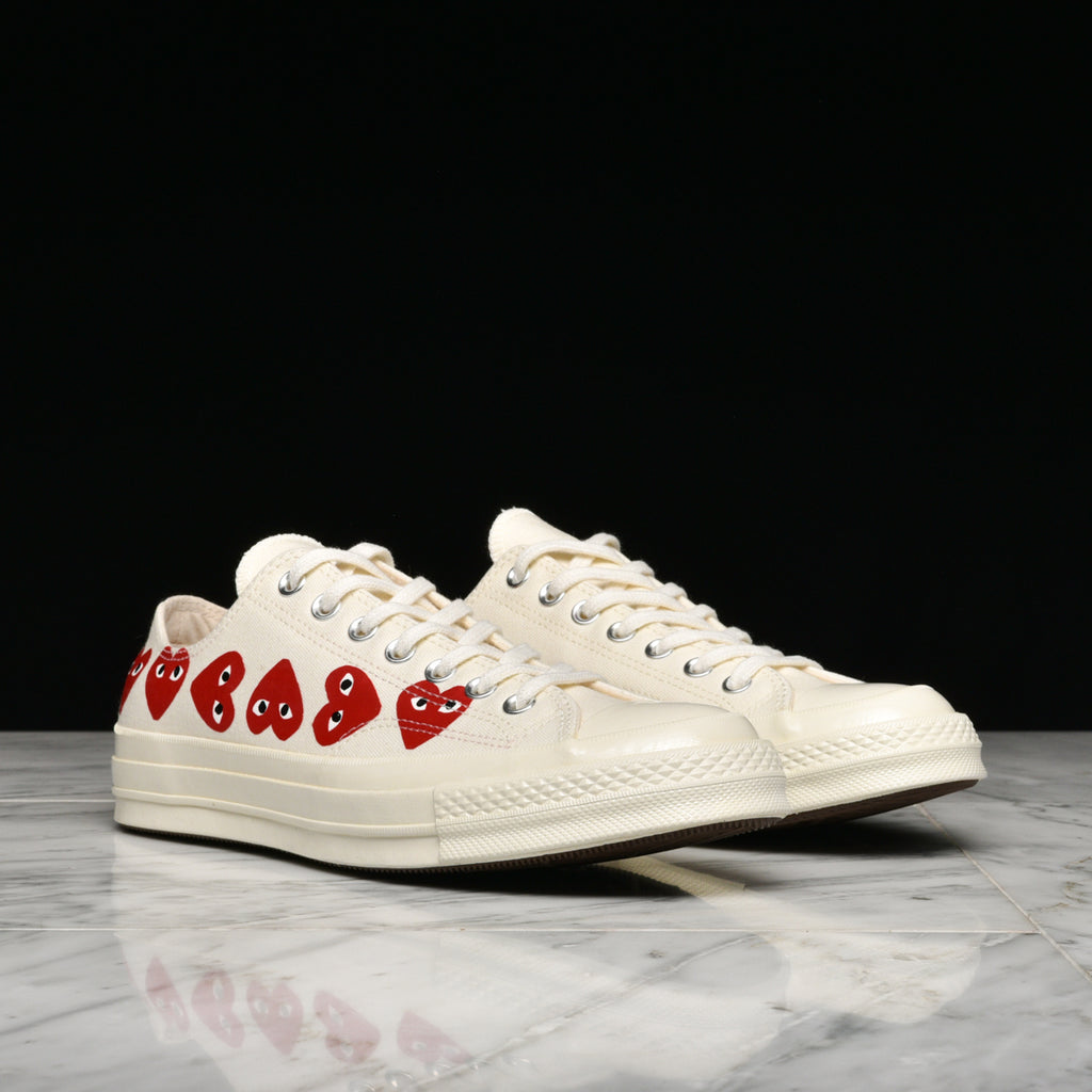 CDG PLAY X CONVERSE MULTI HEART CHUCK 70 PLAY OX - WHITE ...