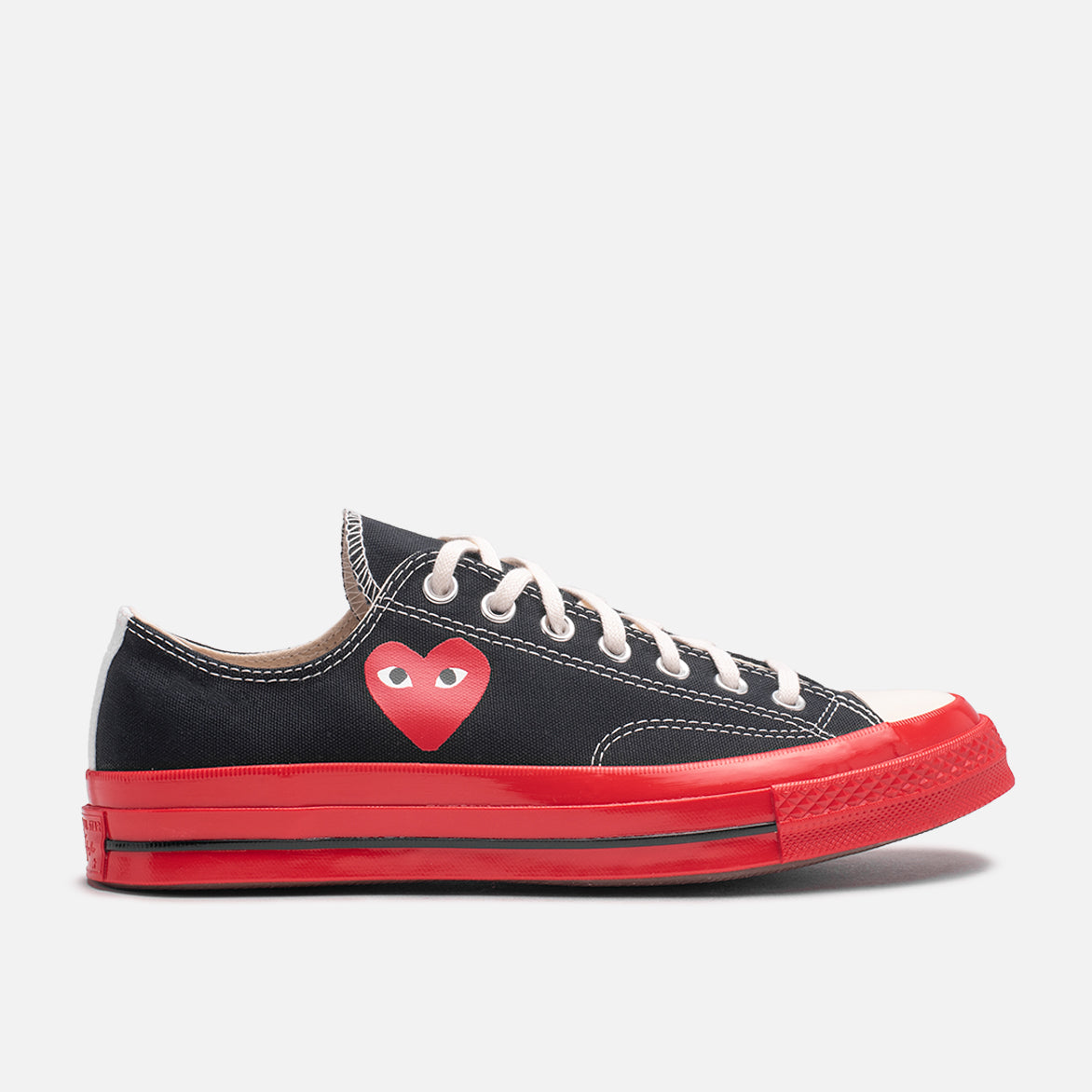 CDG PLAY X CONVERSE CHUCK 70 OX - BLACK RED | lapstoneandhammer.com