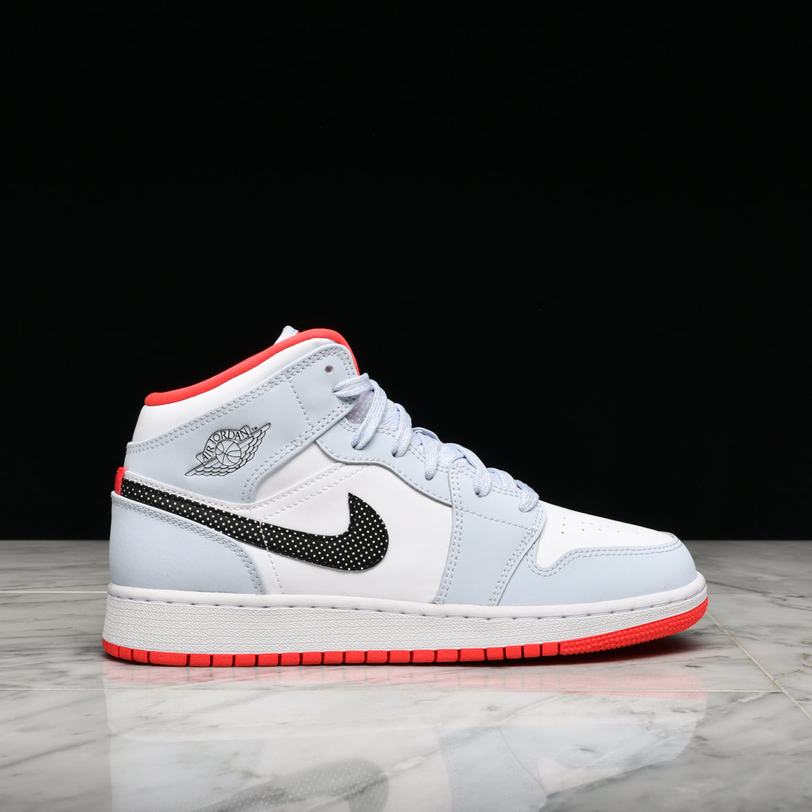 half red half white jordan 1s