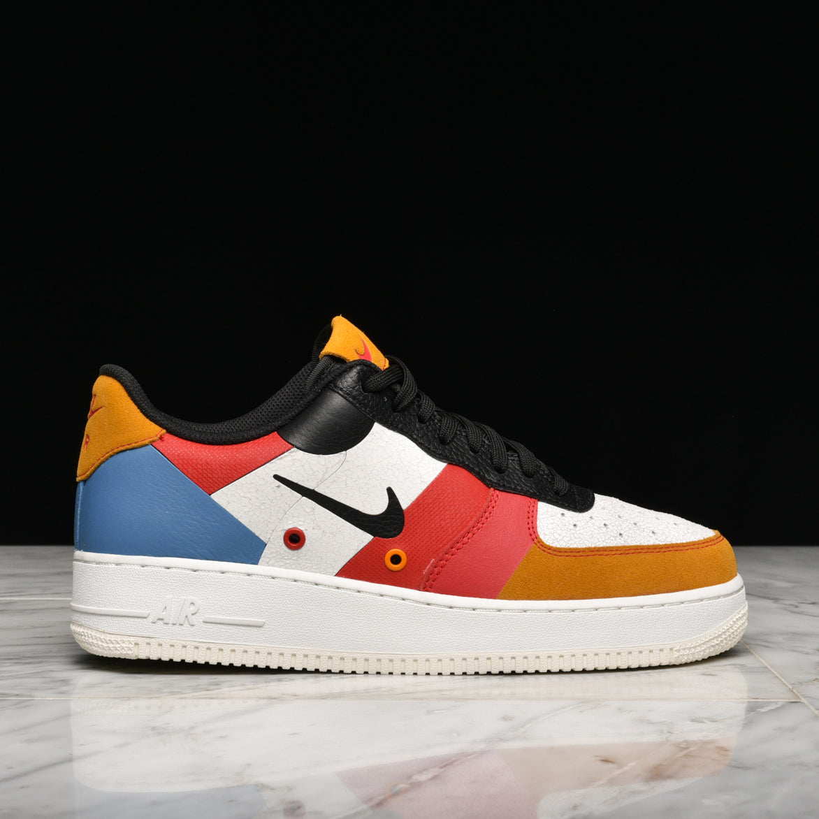 red white blue and yellow air force ones