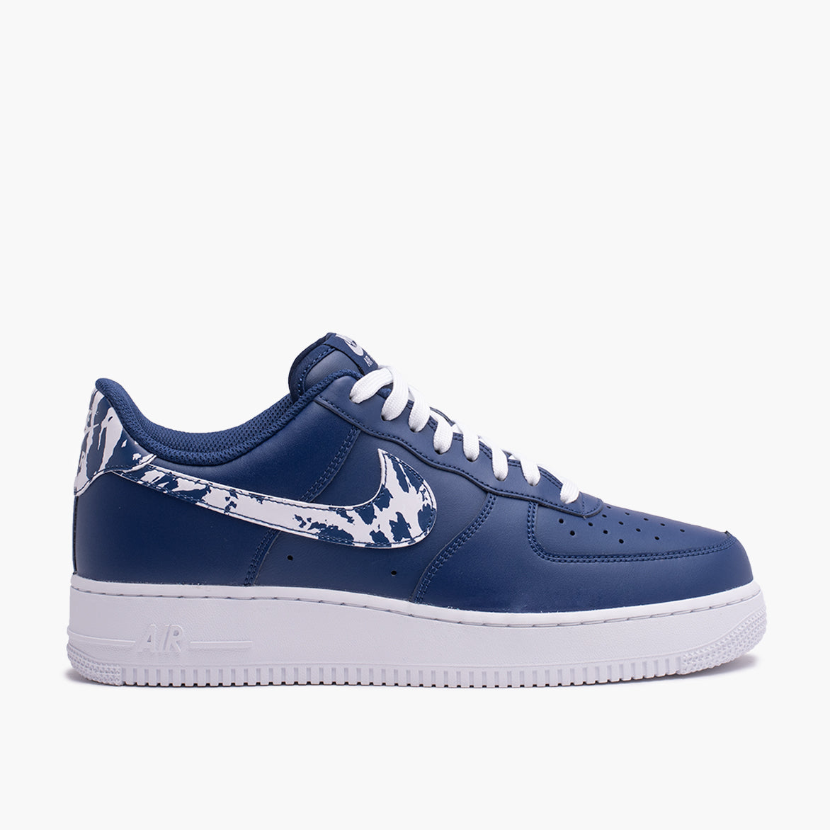 dark blue and white air force ones