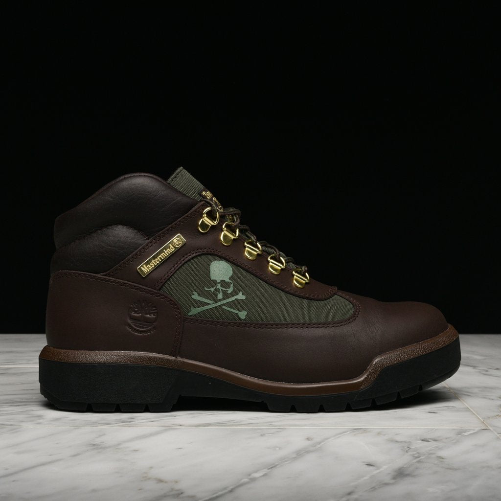 green and brown timberland field boots