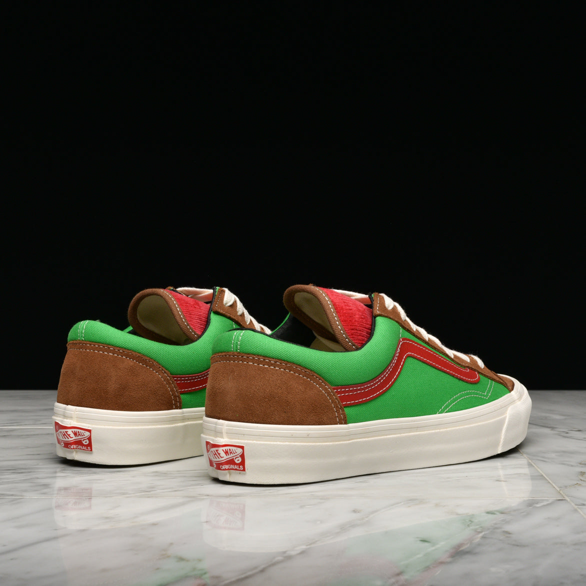 green and brown vans