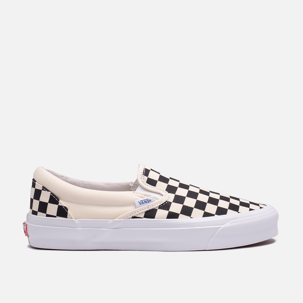 white checkered slip on vans