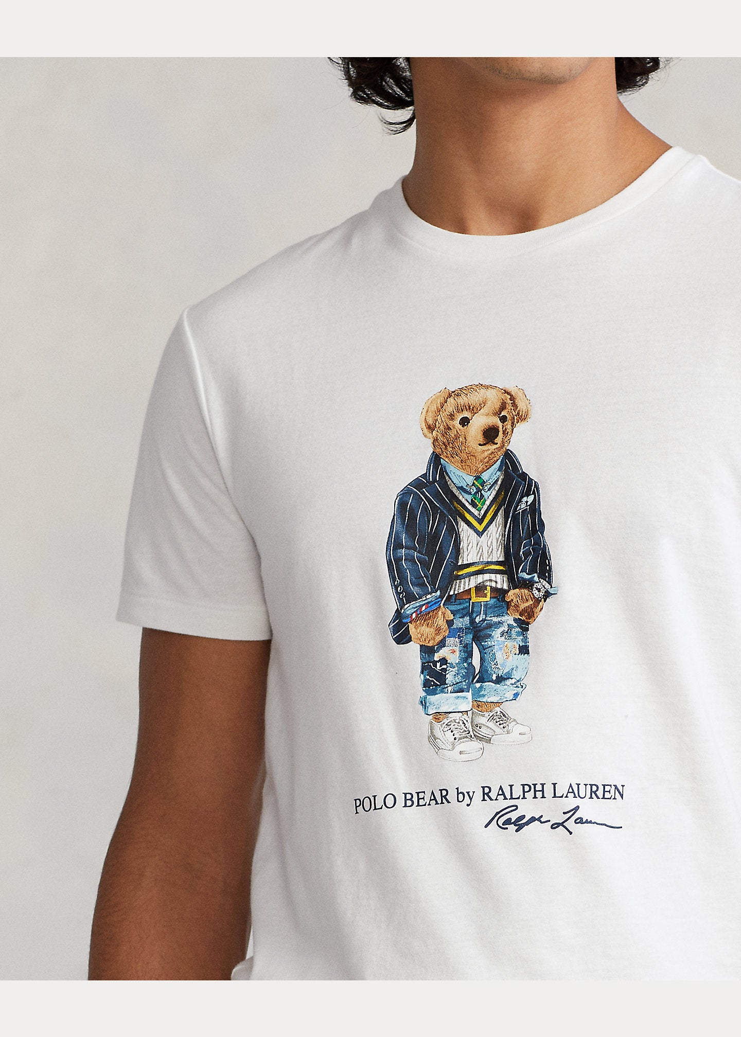 white polo bear shirt