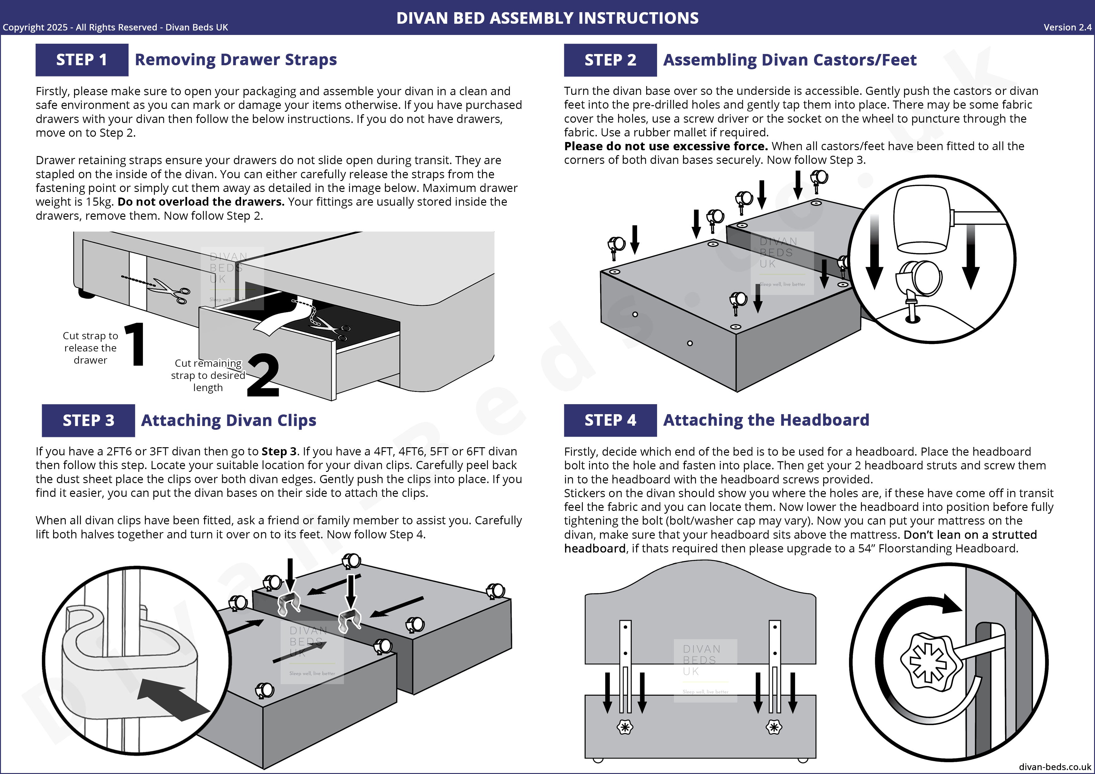 Divan Bed Assembly Instructions