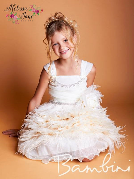 Pure Ivory Blushing Blush Apron Feather Dress | MelissaJaneDesigns ...