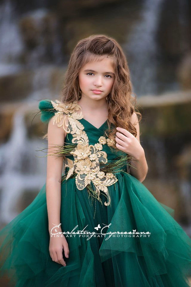 girls emerald green dress