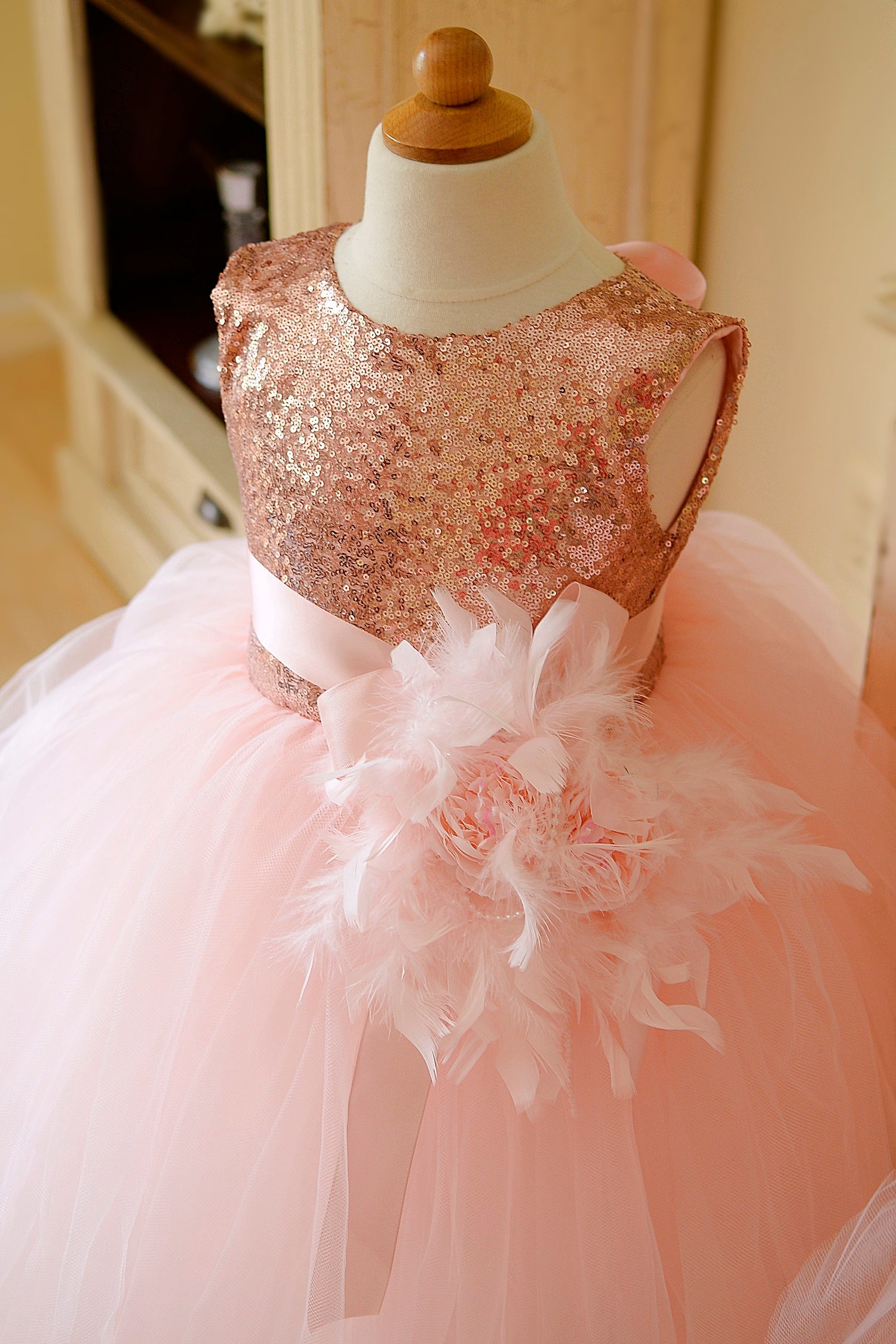 blush and gold flower girl dresses