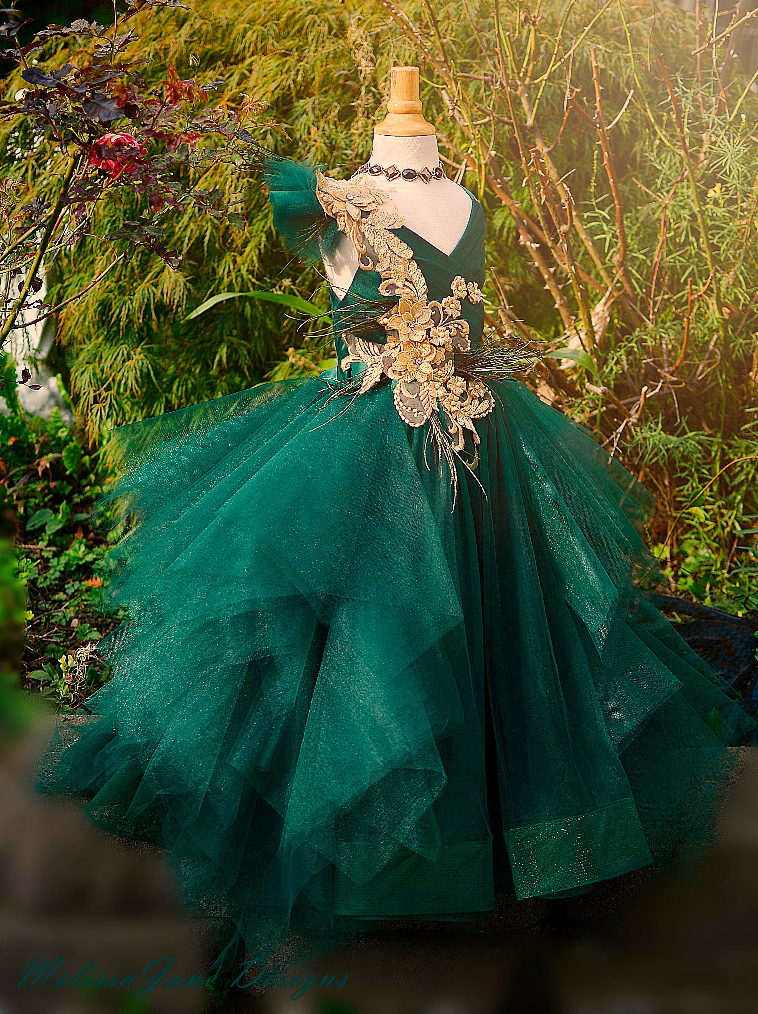 green couture gown