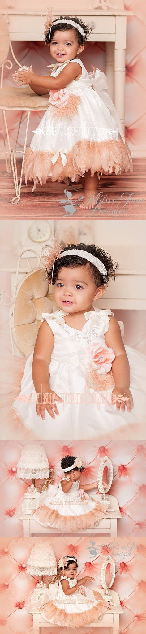 Little Baby Girls Blushing Blush Feather Dress | MelissaJaneDesigns ...