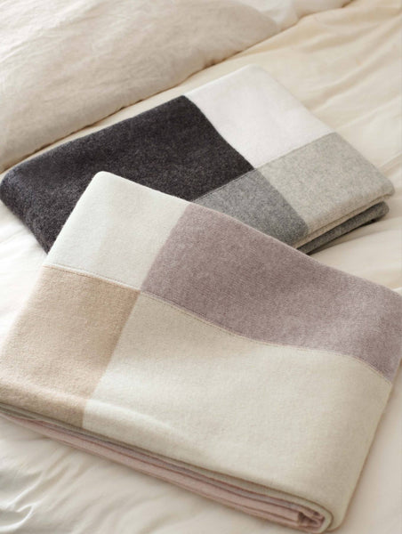 Cashmere Color Block Blanket- Oak Heather Multi