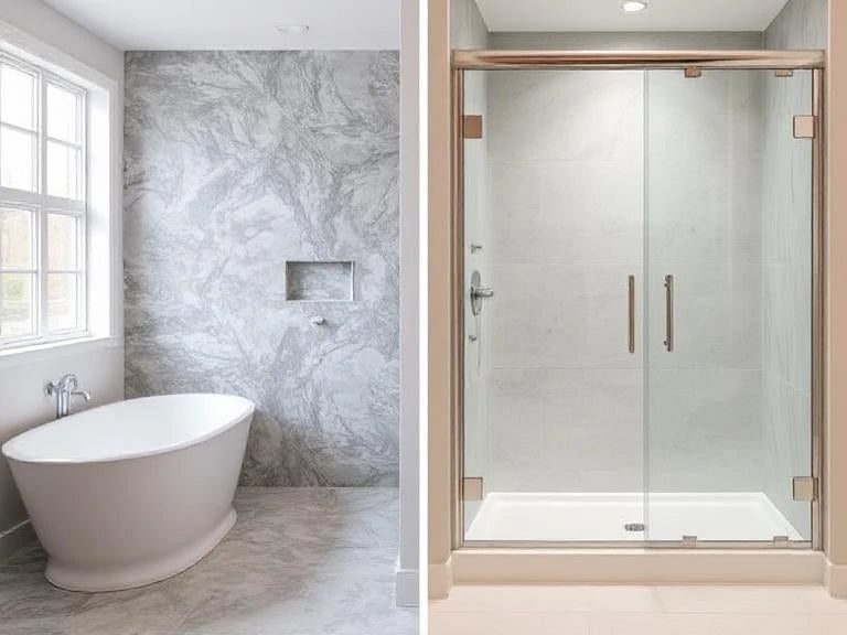 bathtub and glass doors