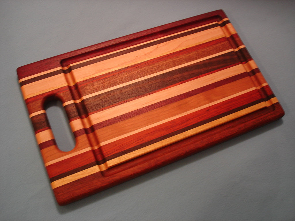 Lucky Stripes Collection Large Cutting Board with Handle - Random Hardwoods