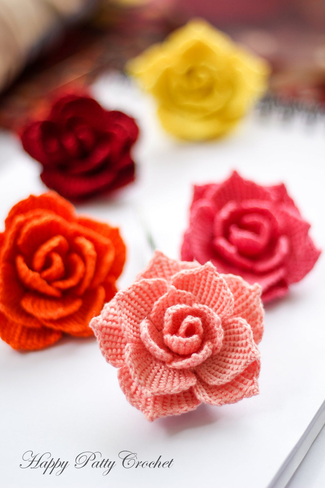 Crochet Flower Hair Clips Pattern collection by Happy Patty Crochet