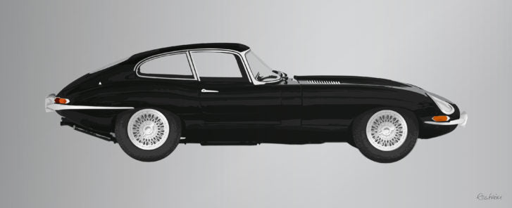 Black e-type jaguar artwork