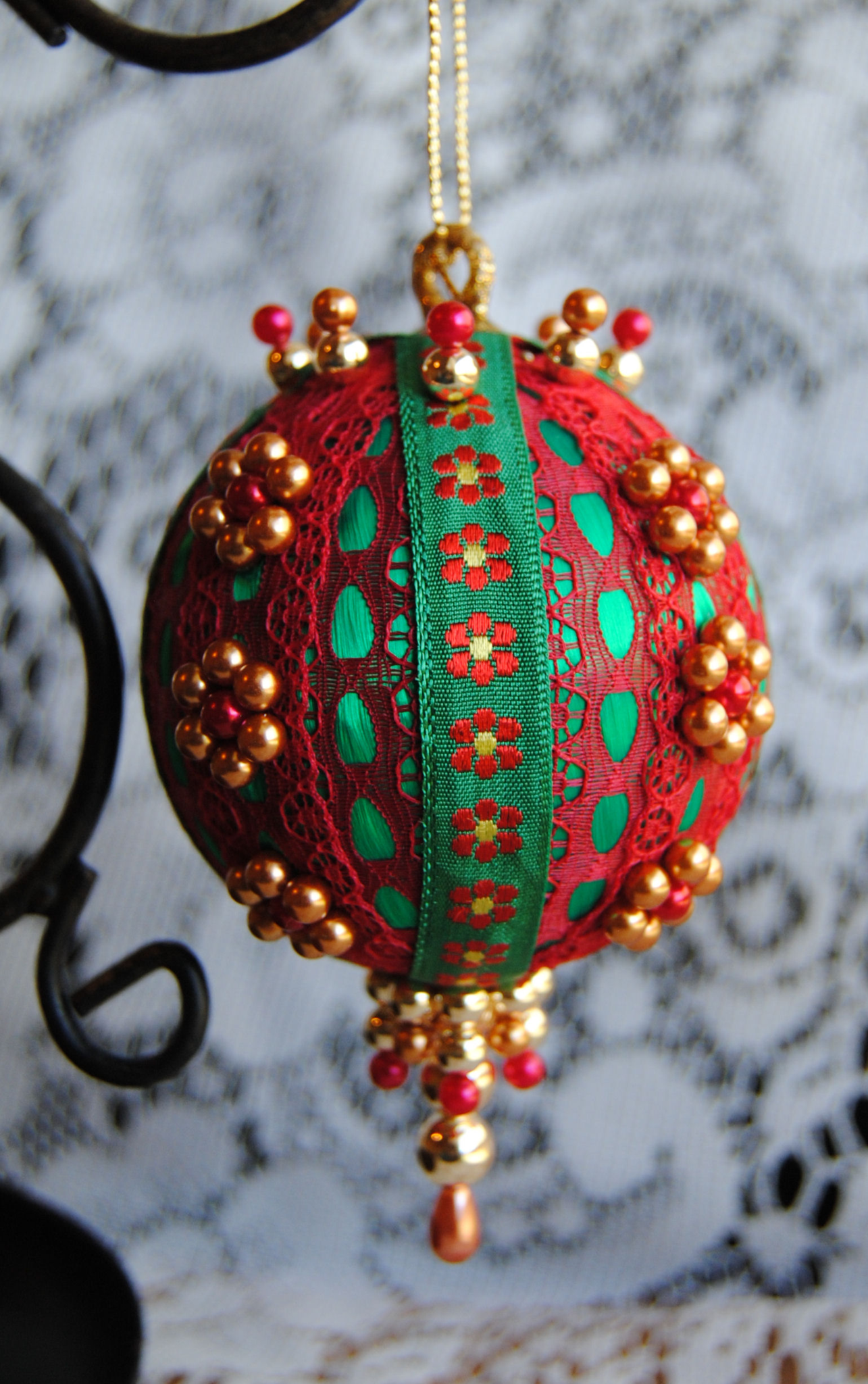 victorian beaded christmas tree ornament