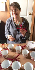 Nancy at Roses And Teacups making Teacup favors