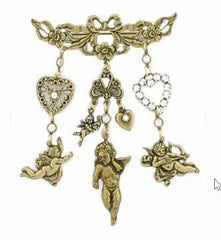 Brass Angel Heart and Tea Jewelry
