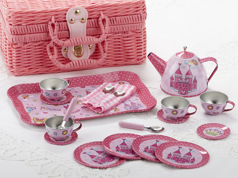 Castle Girls' Tin Tea Set in Basket
