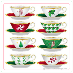 Holiday Tea Cup Teapot Coasters