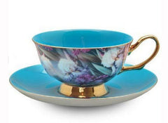 Turquoise Satin Shelley Tea Cup and Saucer